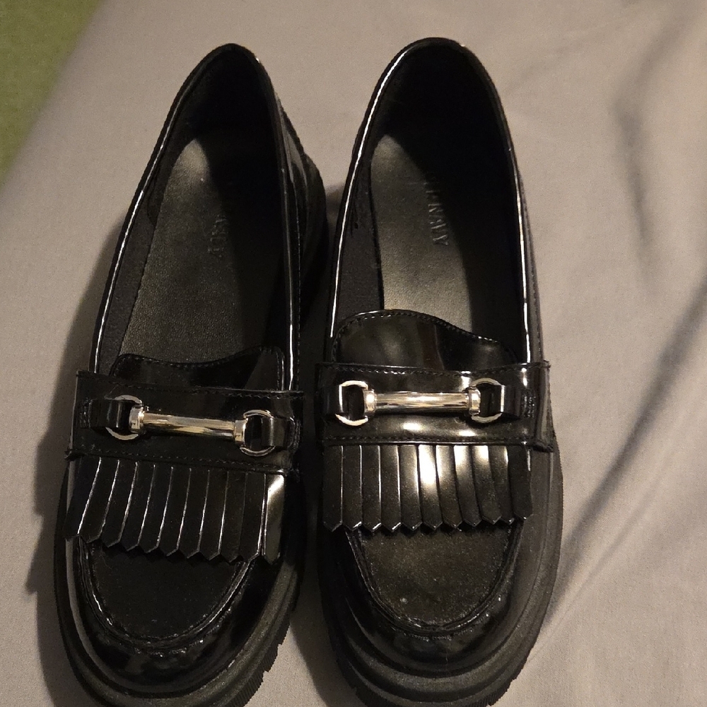 Black Loafers with Silver Accent